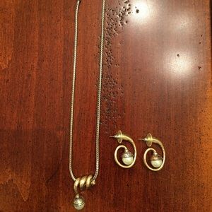 Brighton pearl necklace and earring set